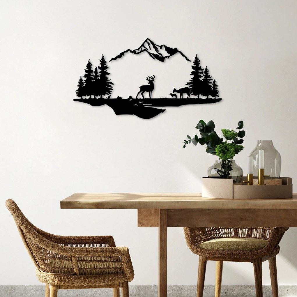 Fém fali dekoráció, Deer And Landscape - 1