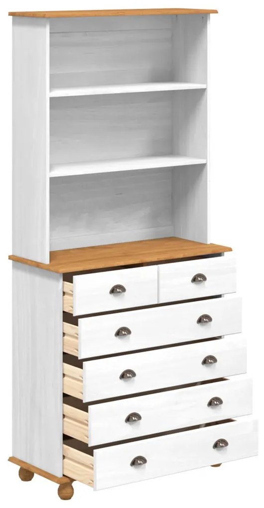 Hutch “ASKIM” Fehér 91x40x199.5 cm Tömör Fenyő, Hutch ASKIM" Fehér 91x30x104 cm Tömör Fenyő, Fiókos Szekrény "ASKIM" Fehér 91x40x95.5 cm Tömör Fenyő"
