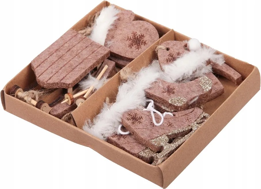 Karácsonyi Medálok Rózsaszín Filc Mix 6 db-os