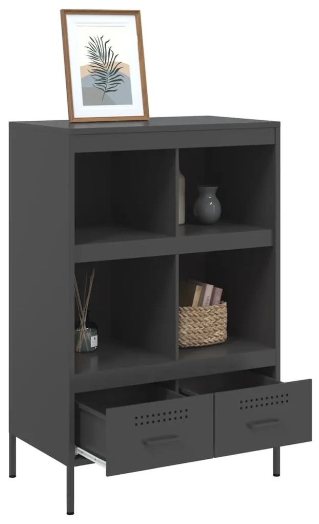 fekete acél magasszekrény 68 x 39 x 101,5 cm