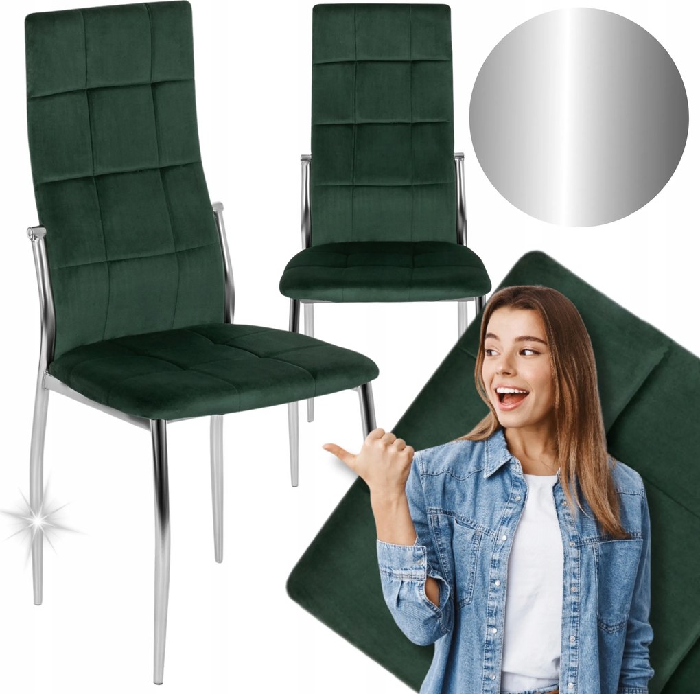Kárpitozott Konyhai Szék Étkező Nappali Konyha Velúr Zöld Molly
