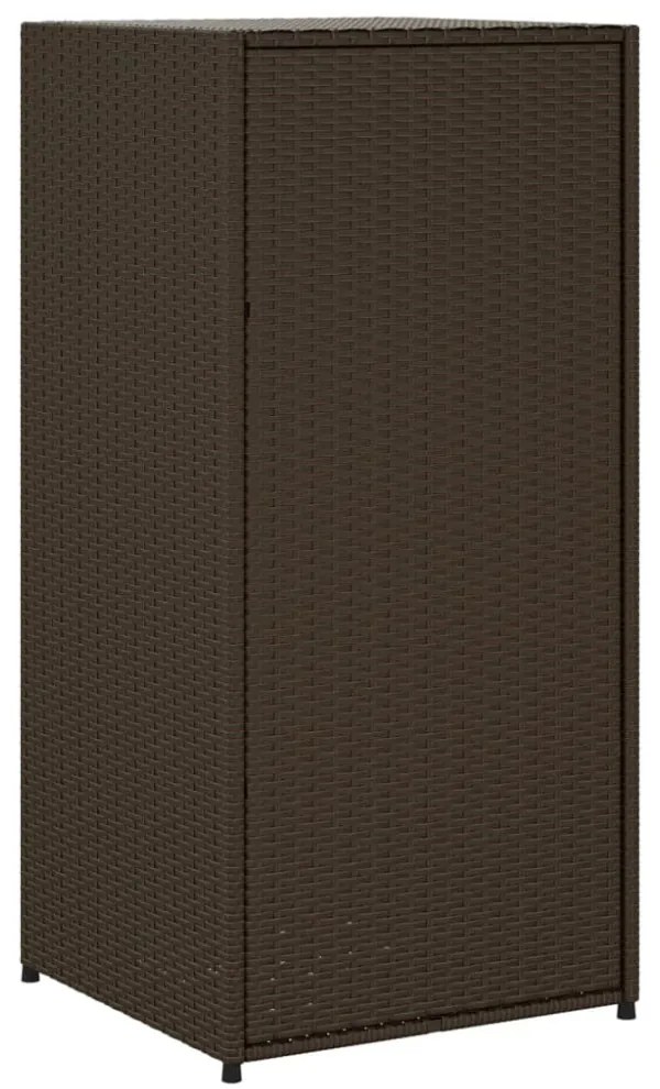 barna polyrattan kerti tárolószekrény 55 x 55 x 111 cm