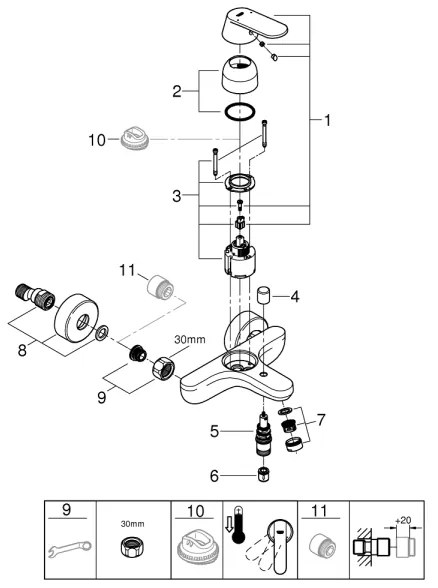 GROHE 32831000 - EUROSMART COSMOPOLITAN DN 15 kádcsaptelep, fényes króm