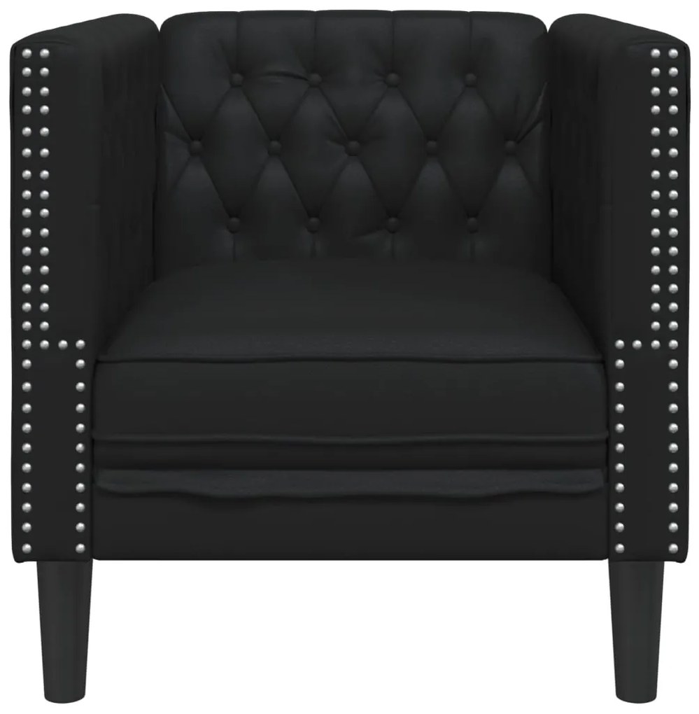 fekete műbőr Chesterfield kanapé