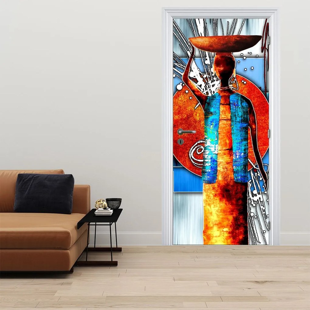 Fotótapéta ajtóra - Egy ősi ember festménye (95x205cm)