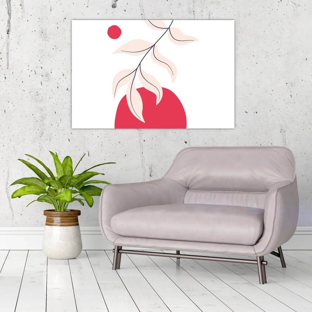Kép - Rózsaszín virágos absztrakció N⁰2 (90x60 cm)