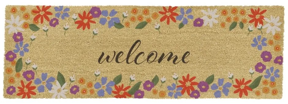 Kókuszrost lábtörlő 40x120 cm Welcome Floral – Artsy Doormats