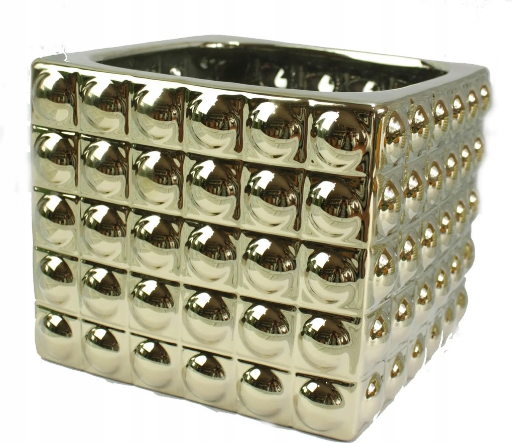 Virágcserép kerámia fedél 3D arany H15