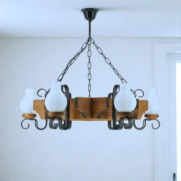 Brilagi - Csillár láncon QUEEN 6xE14/40W/230V bükkfa