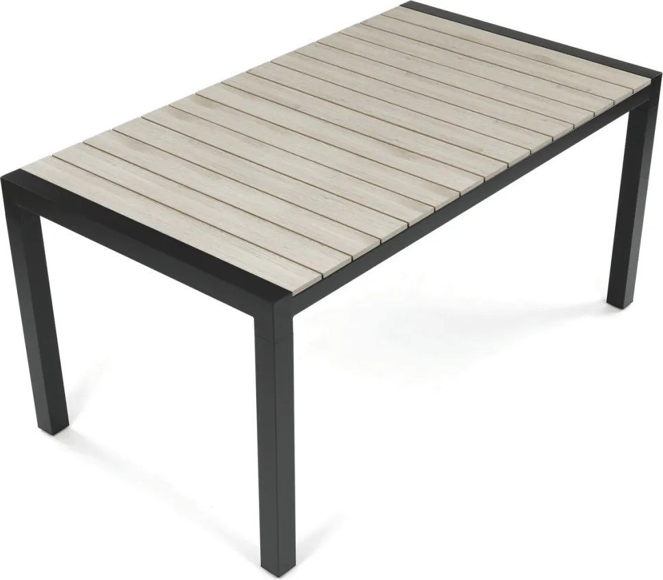 Kerti asztal 160x90 cm, alumínium, polywood, fekete, AZT-S1514 BK