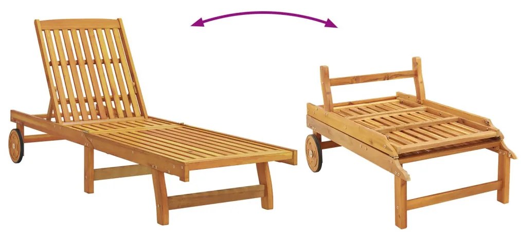 Napozó párnával 2 pcs Barna 63 x 199 x 85cm Tömör akácfa