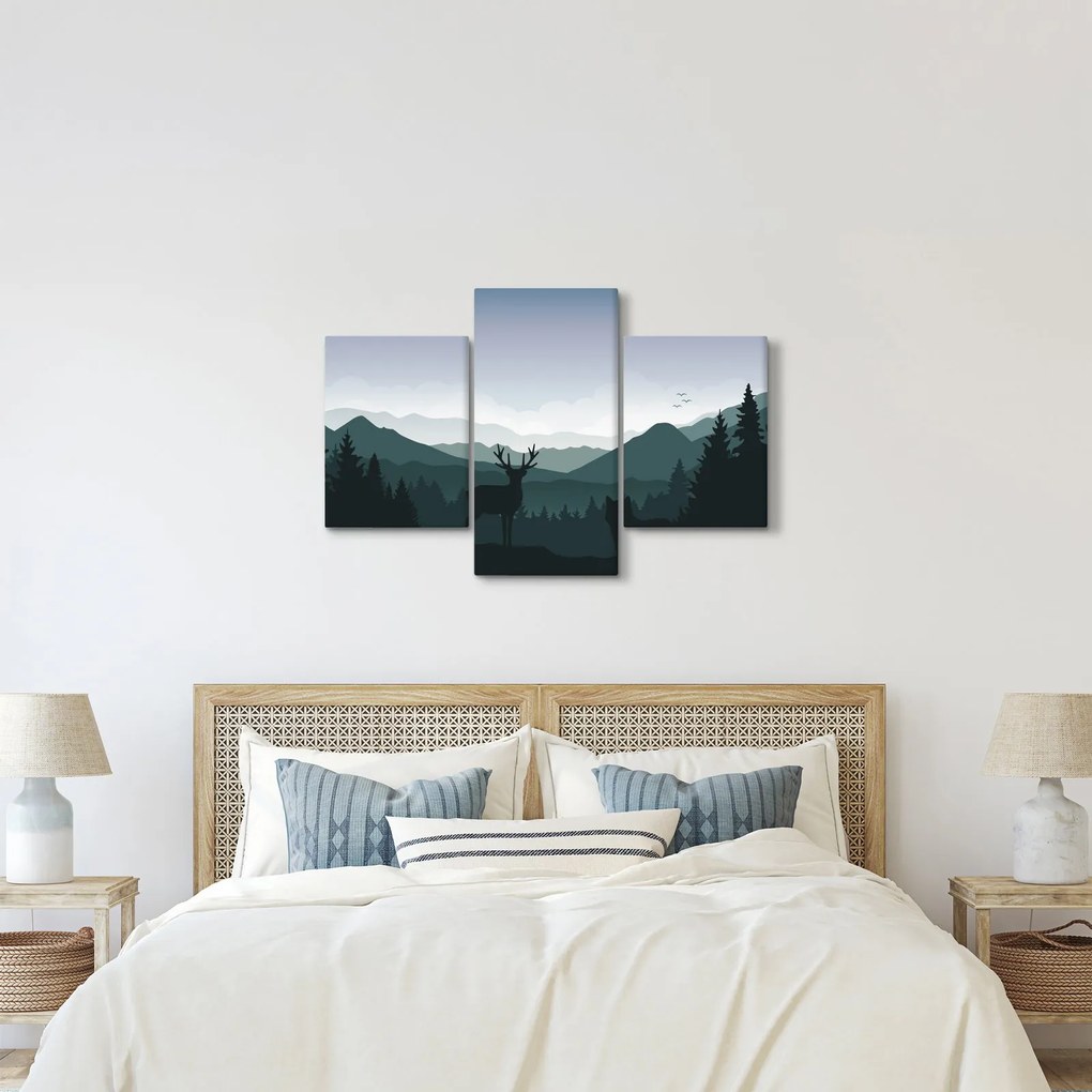 Kép - Szarvas farkassal a sziklák között (90x60 cm)