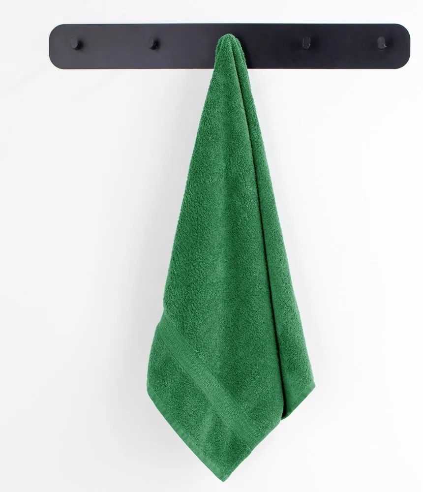 Sötétzöld frottír pamut törölköző és fürdőlepedő készlet 4 db-os Marina – Restilo