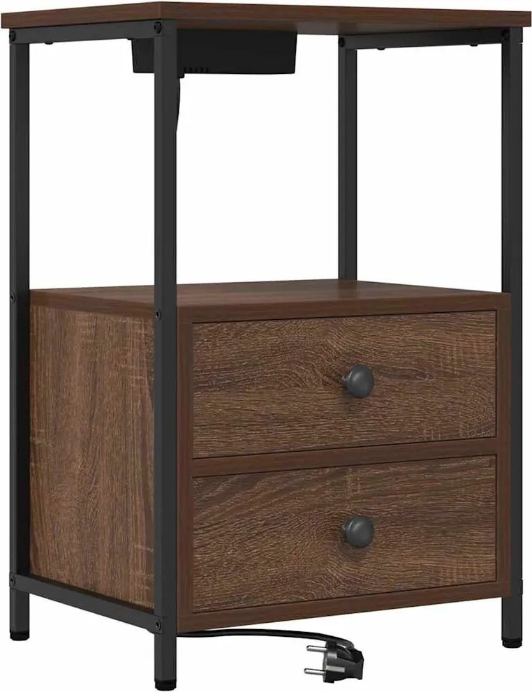 vidaXL Éjjeliszekrény fiókkal Barna Tölgy 40 x 31 x 60 cm Faanyag