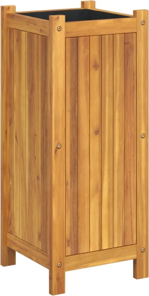 vidaXL tömör akácfa kerti virágtartó béléssel 31 x 31 x 75 cm