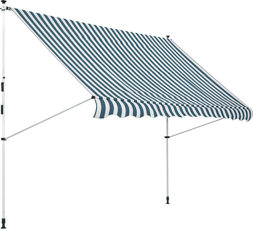 Outsunny Kézi Karral Használható Klia Ablakernyő, Magasságban Állítható, Karosszék Rúd Ablakernyő, Szennytaszító, Időjárásálló, 150cm Széles Erkélyern
