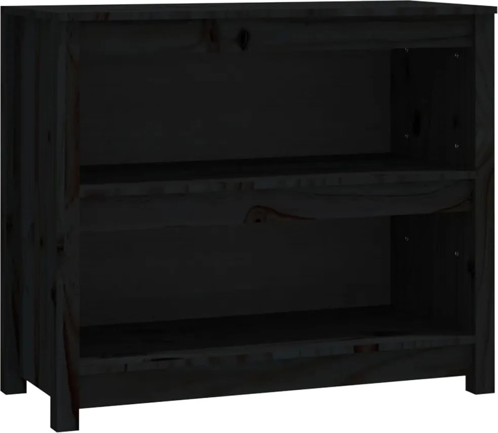 vidaXL fekete tömör fenyőfa könyvszekrény 80x35x68 cm