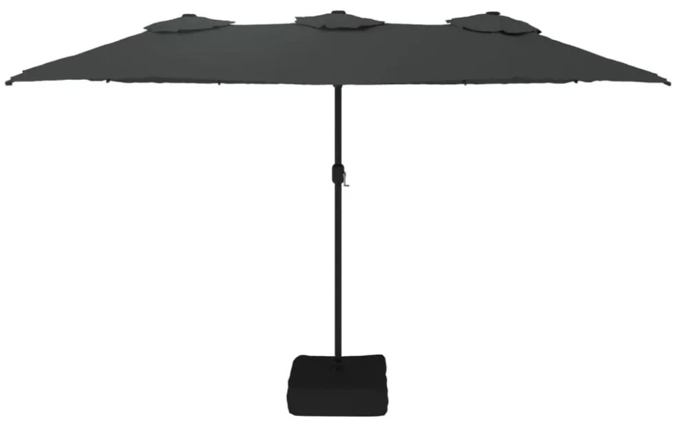 antracitszürke dupla tetős LED-es napernyő 449x265 cm