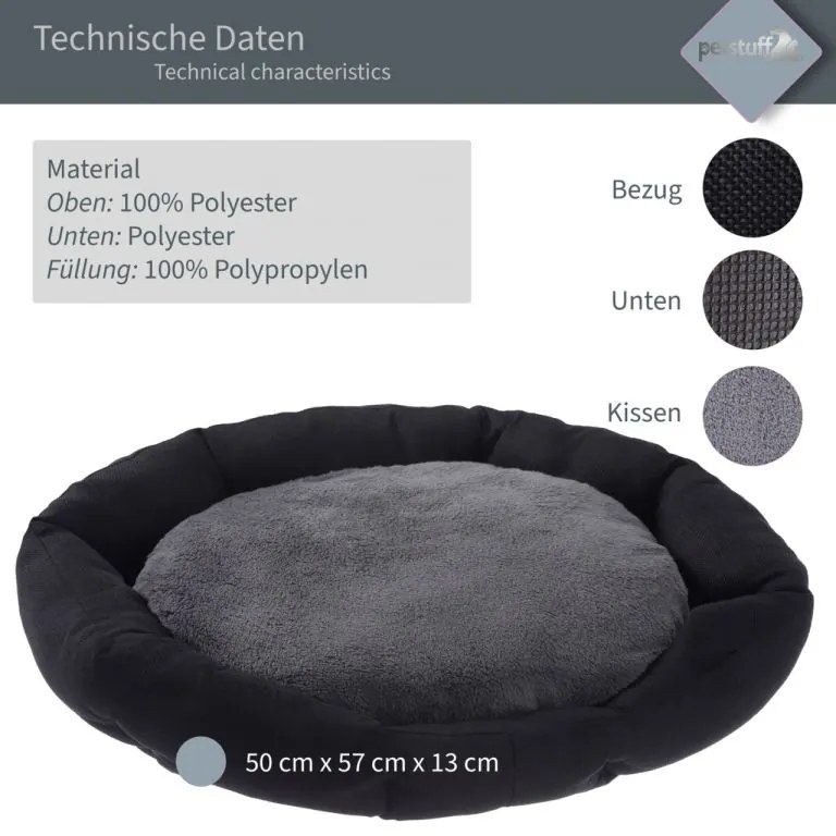 PESTUFF Kutyafekhely Octagon 50 x 57 x 13 cm fekete