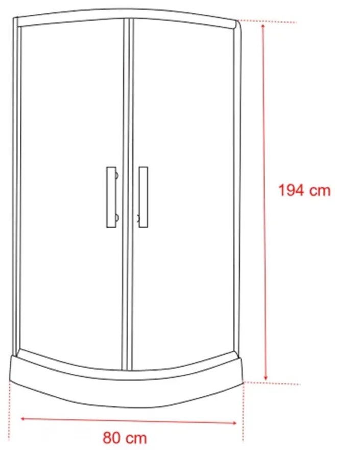Spirit Clear 90x90 cm íves zuhanykabin zuhanytálcával fekete