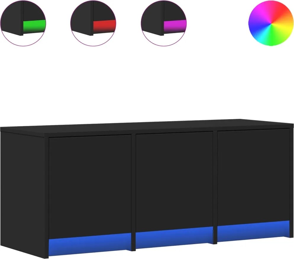 vidaXL fekete szerelt fa TV-szekrény LED-ekkel 97 x 34 x 50 cm