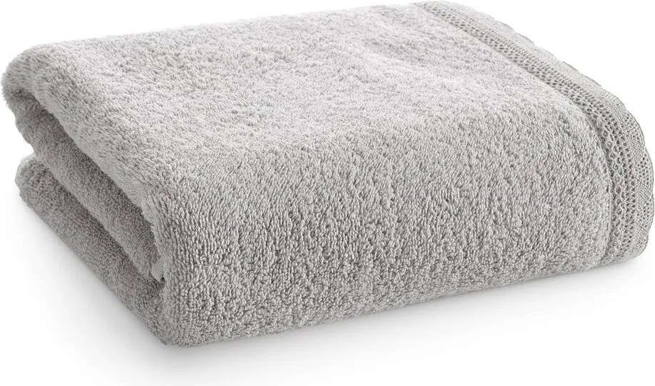 Fürdőlepedő 50X90 ezüst, dekoratív csipke csíkkal