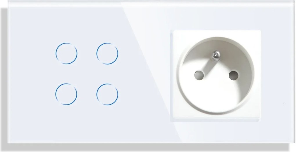 4K Négyes Érintőkapcsoló Konnektorral Üvegkapcsoló Wifi Tuya