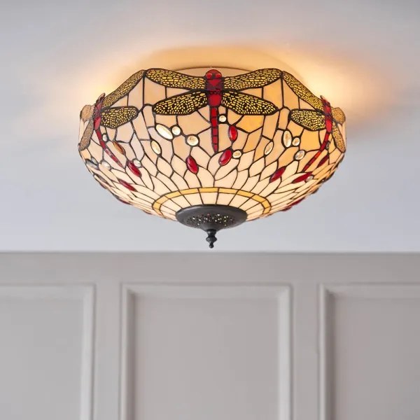 Endon 70723 - Tiffany DRAGONFLY mennyezeti lámpatest 2xE27/60W/230V átm. 41 cm