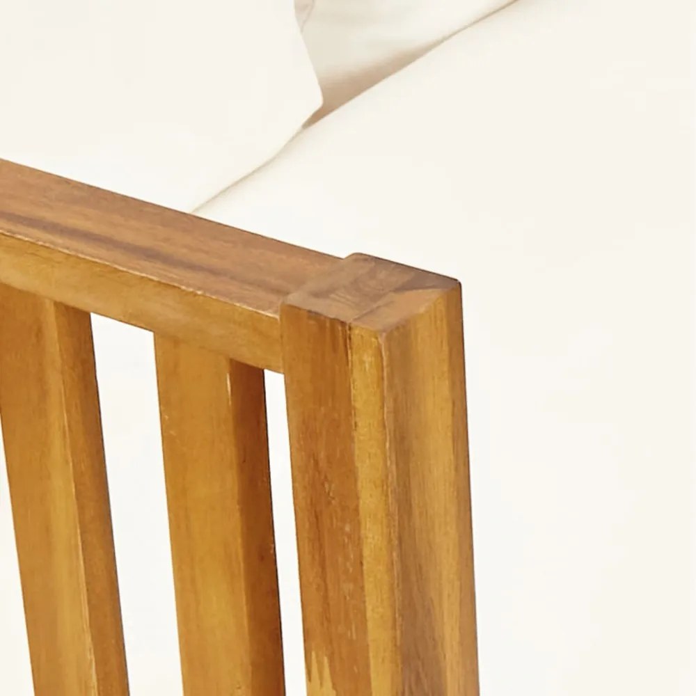 kétszemélyes tömör akácfa kerti pad párnákkal 122 cm
