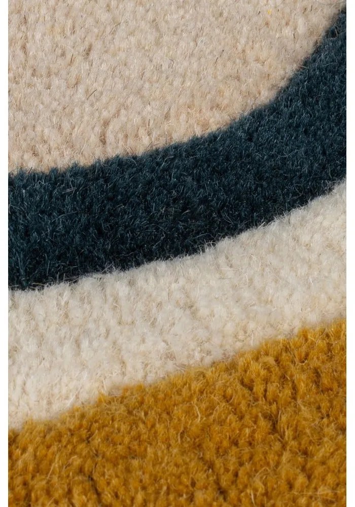 Krémszínű kézi szövésű gyapjú szőnyeg 120x170 cm Leo Scallop – Flair Rugs