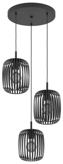 Eglo 900686 - Csillár zsinóron ROMAZZINA 3xE27/40W/230V fekete