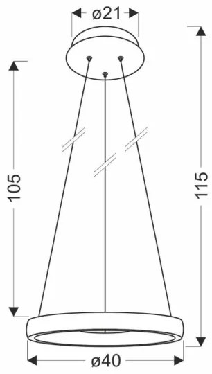 LED Csillár zsinóron HASHIM LED/22W/230V átm. 40 cm réz