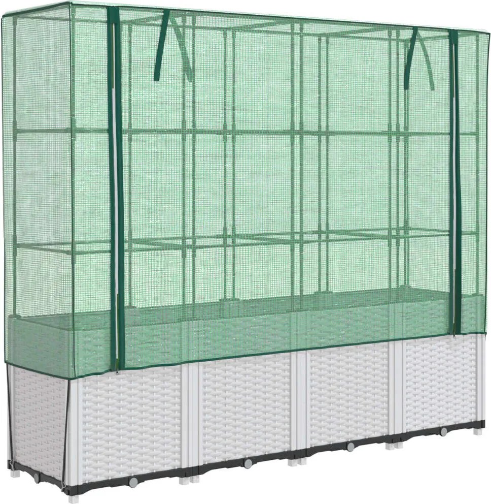 vidaXL rattan megjelenésű magaságyás melegháztakaróval 160x40x153 cm