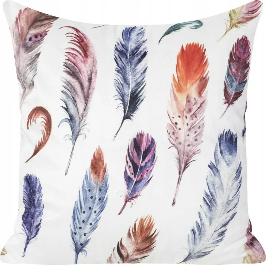 Párnahuzat 45x45 színes tollak krémszínű Freya 2