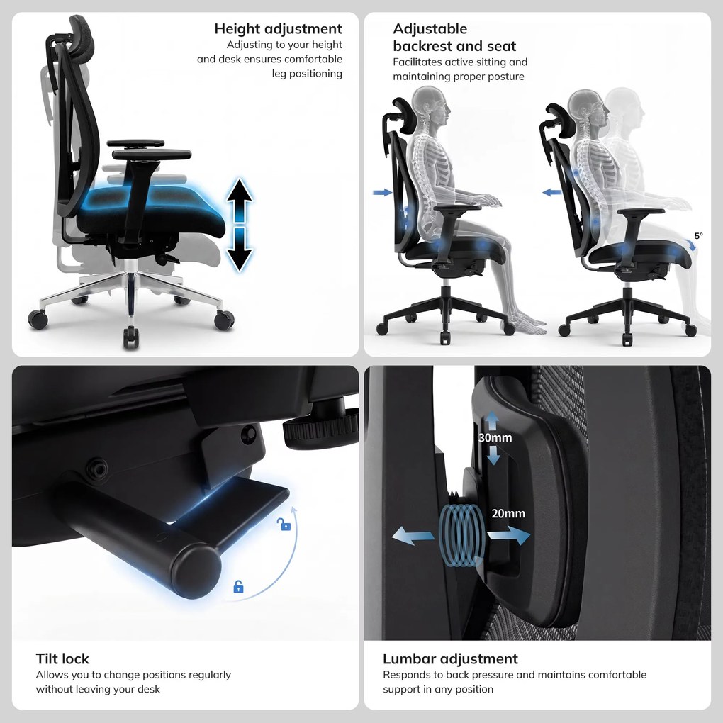 Ergonomikus irodai szék fekete VECTOR