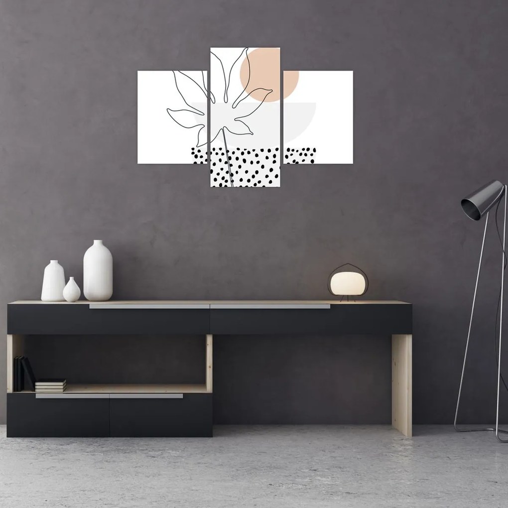 Kép - Vonal művészet virágok N⁰3 (90x60 cm)