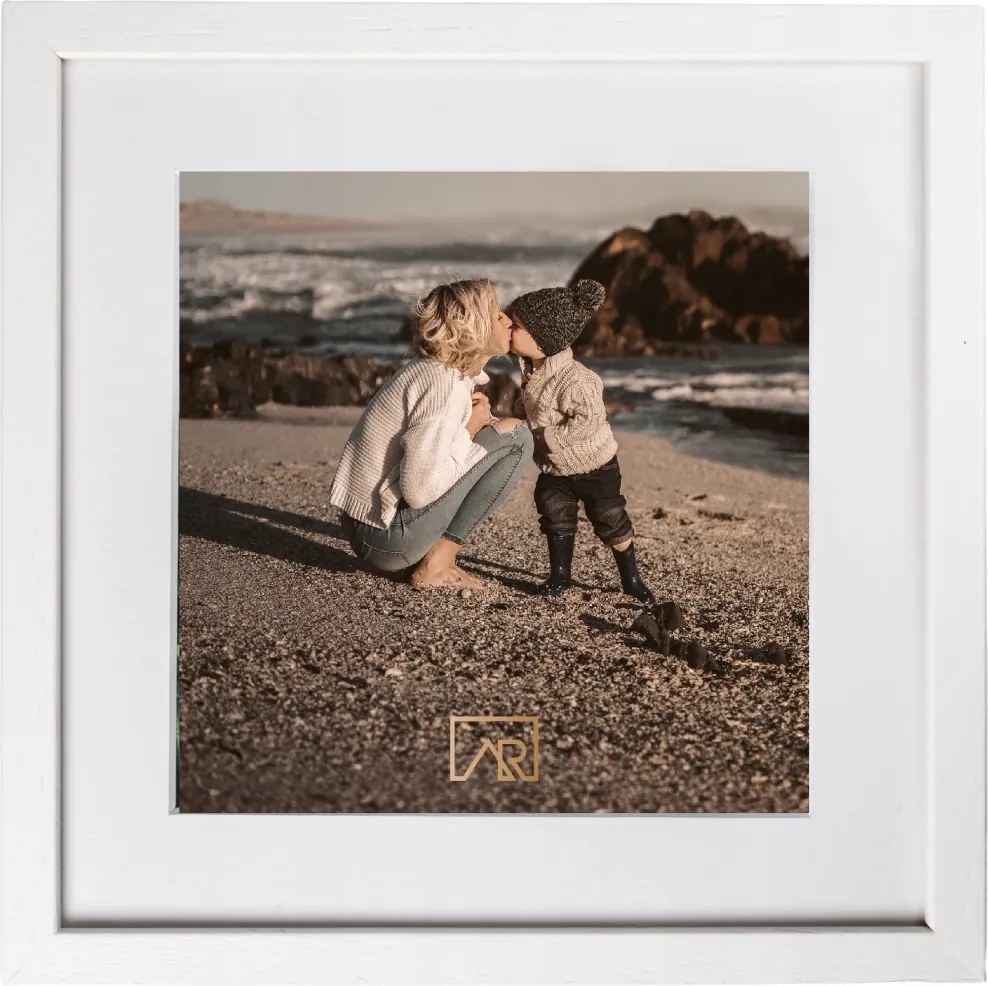 Képkeret 30x30 passepartout 20x20 fehér fa elegáns