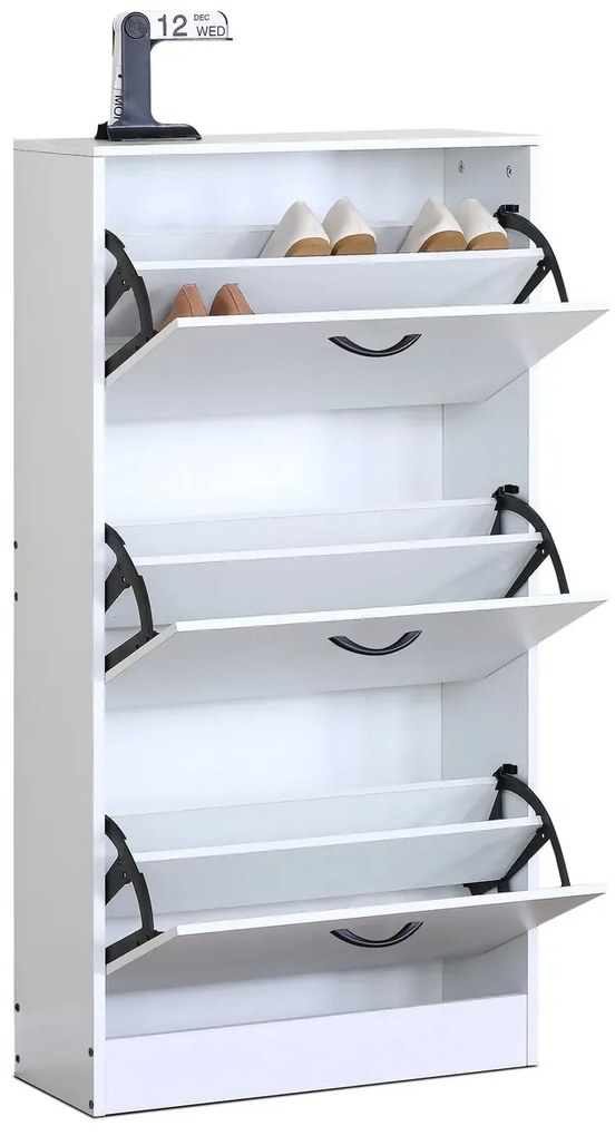Cipősszekrény rekeszekkel G1016 WT, fehér, 3 emelet
