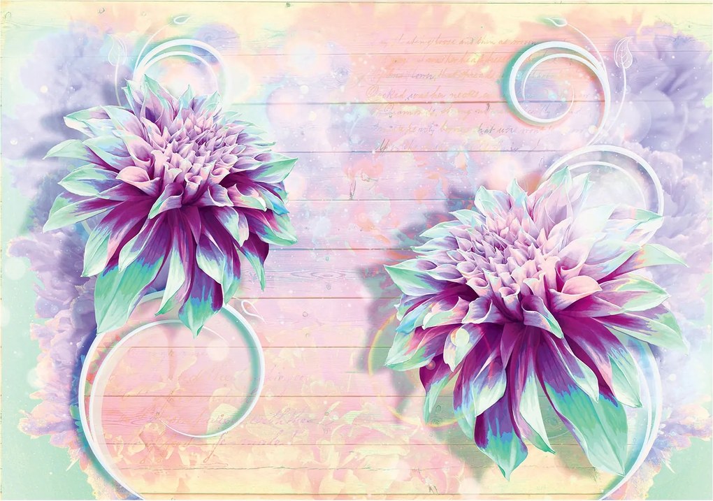 Fotótapéta Álomvirágok lila-rózsaszín pasztell akvarell 368x254 +ragasztó