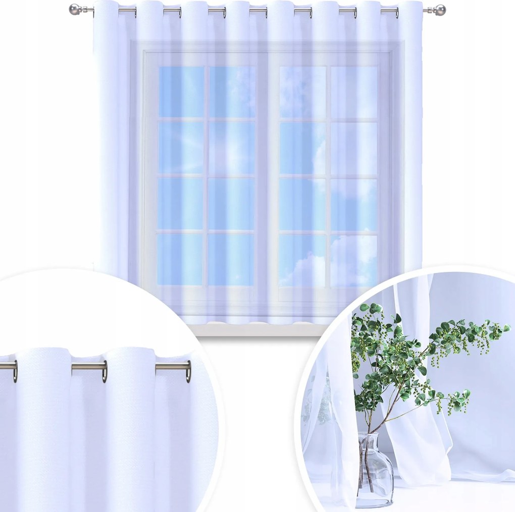 Függöny Kész Fátyol Fehér 300X140 CM Függöny Átvezető Függöny