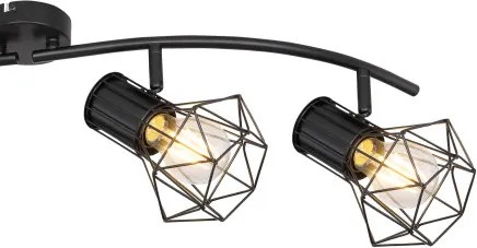 Globo 54017-4 Spotlámpa fém fekete rácsos búrával. HxSZxM:800x225x190, exkl. 4xE27 40W 230V