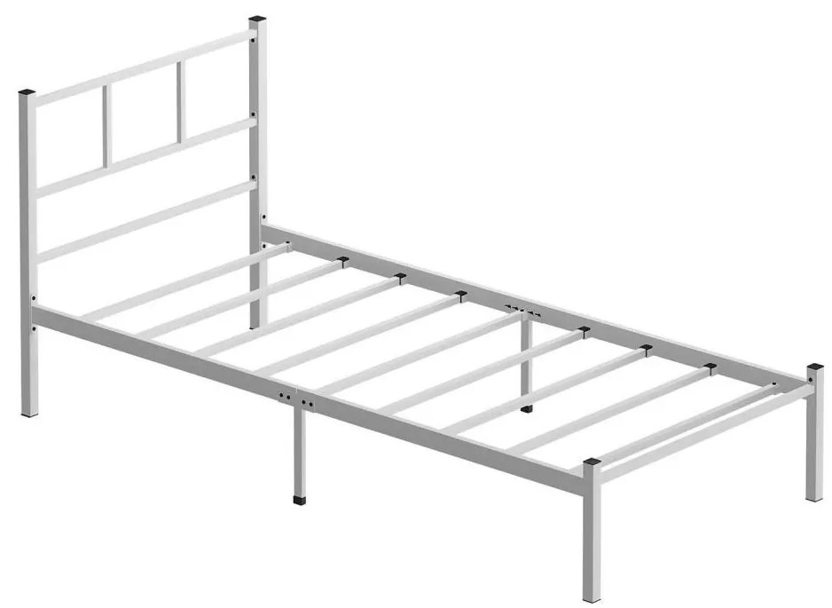 ROVAN masszív fém egyszemélyes ágy 90x200 cm, fehér, teherbírás 120 kg
