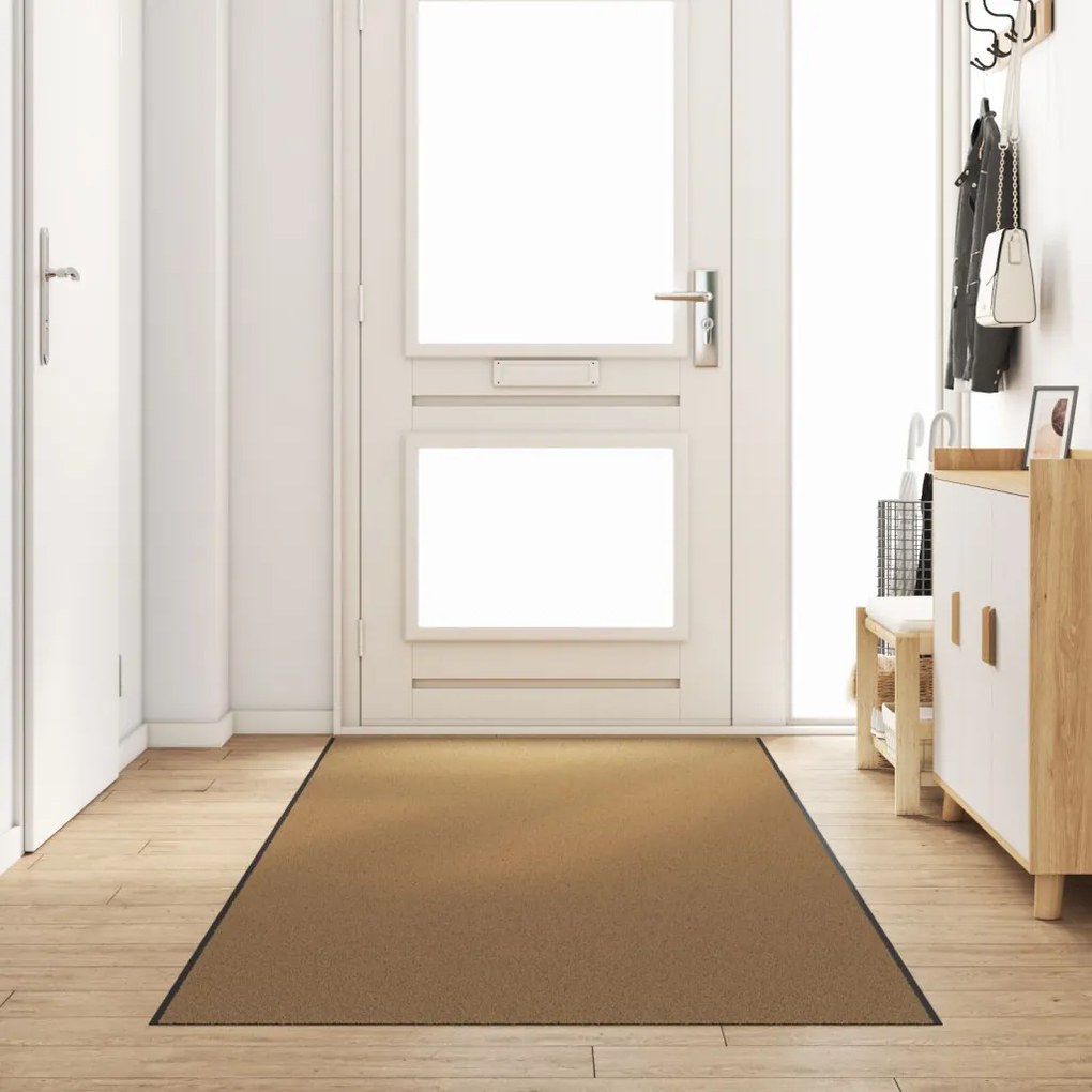 Ajtószőnyeg Krém és fekete 120 x 350 cm Poliamid és PVC