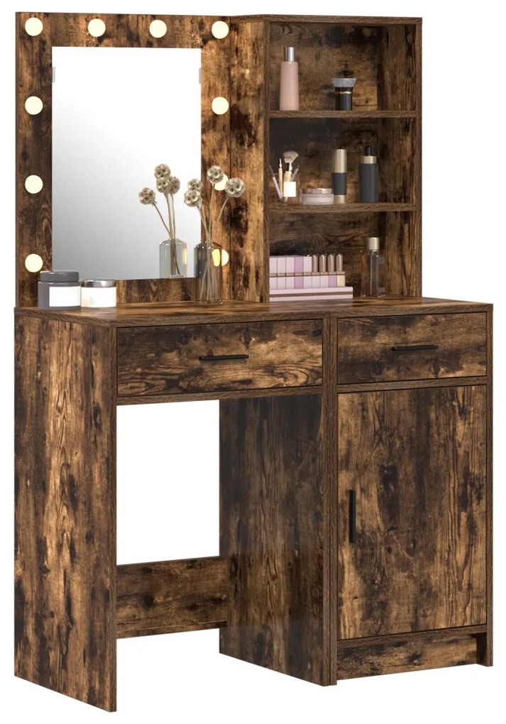 Sminkasztal Készlet 2 pcs Füstölt tölgy 50 x 41 x 135 cm