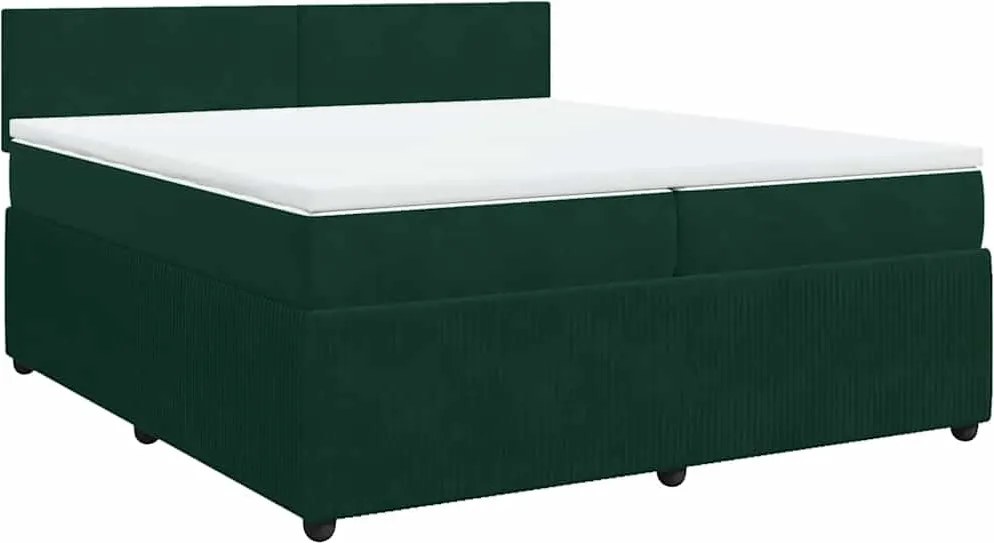 vidaXL sötétzöld bársony rugós ágy matraccal 200x200 cm