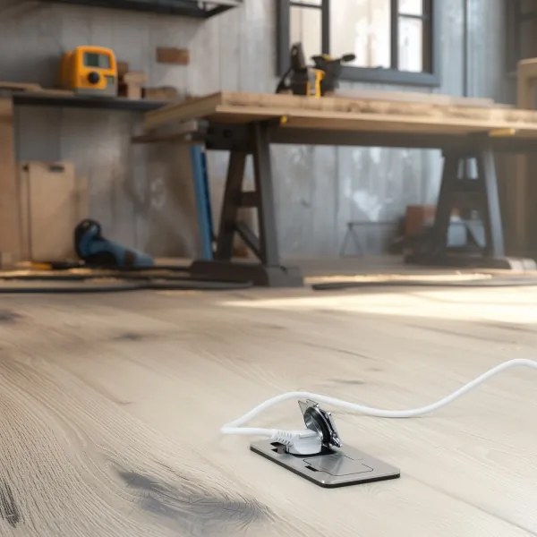 Brilagi - Kültéri beépített padló dupla aljzat IP55 matt króm négyszögletes