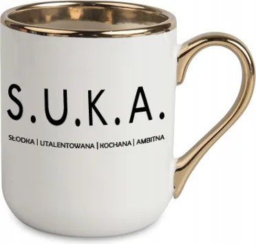 Nyomott mintás bögre arany fogantyúval S.u.k.a. ajándék