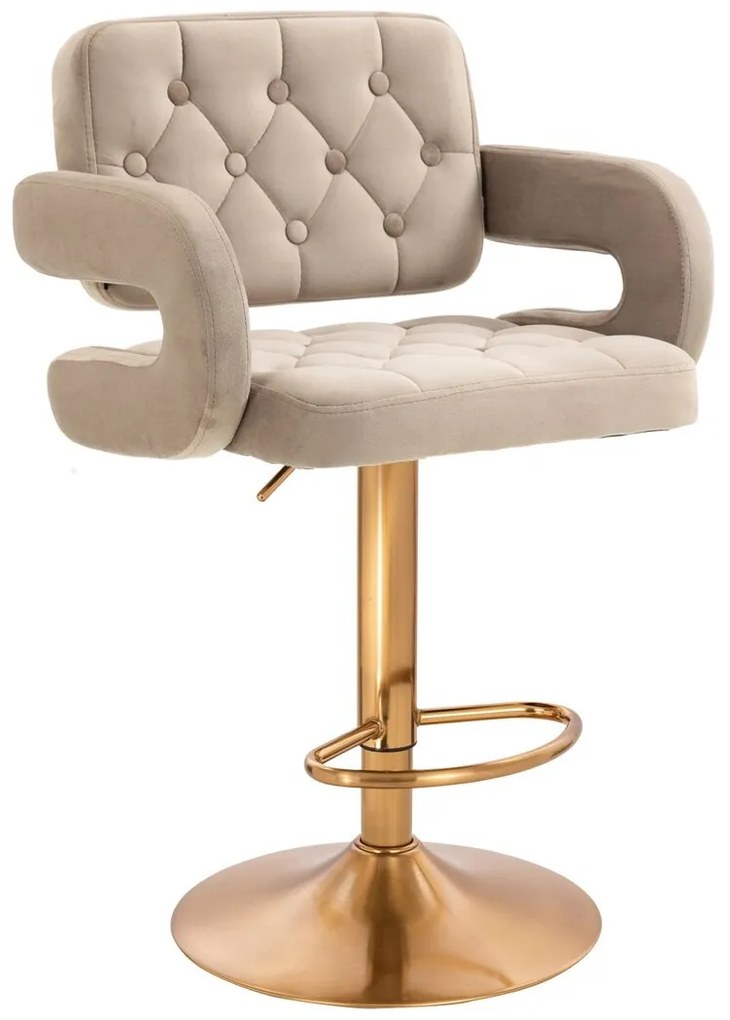 HR8403W Latte modern velúr szék arany lábbal