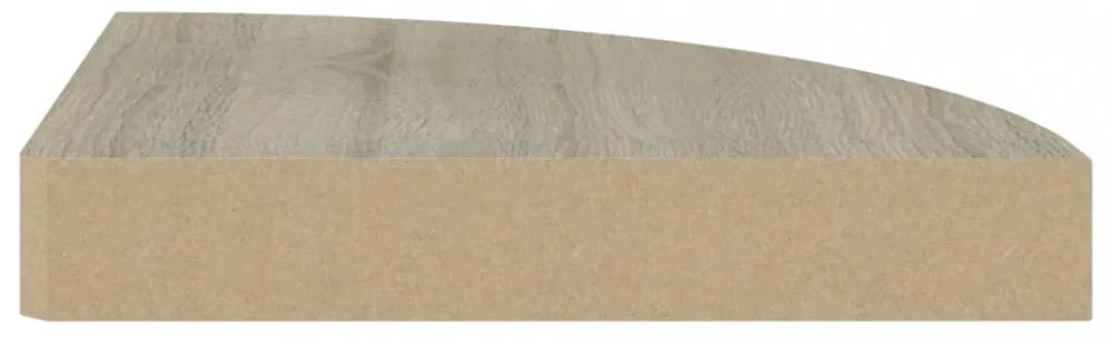 4 db tölgyszínű MDF lebegő sarokpolc 25x25x3,8 cm