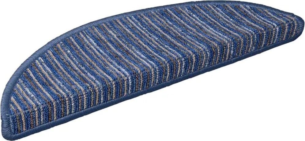 vidaXL Öntapadós lépcsőszőnyegek 15 pcs Kék 56 x 17 x 3 cm